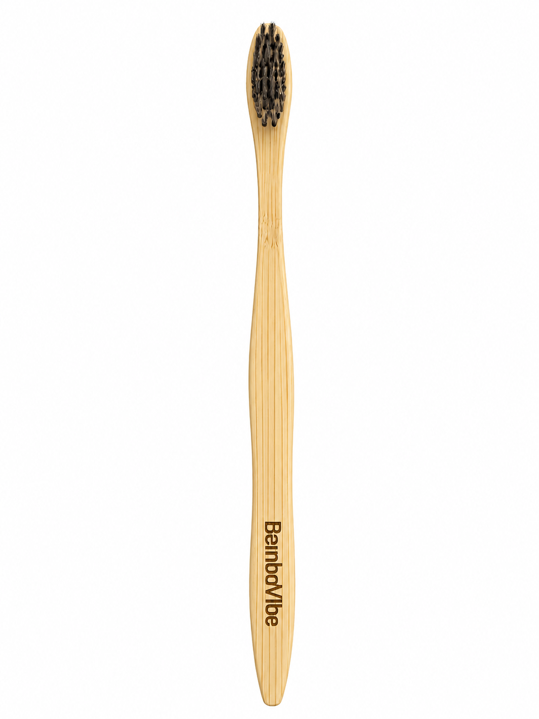 BambooVibe Adult Bamboo Toothbrush – S Curve Handle with Charcoal Infused Soft Bristles